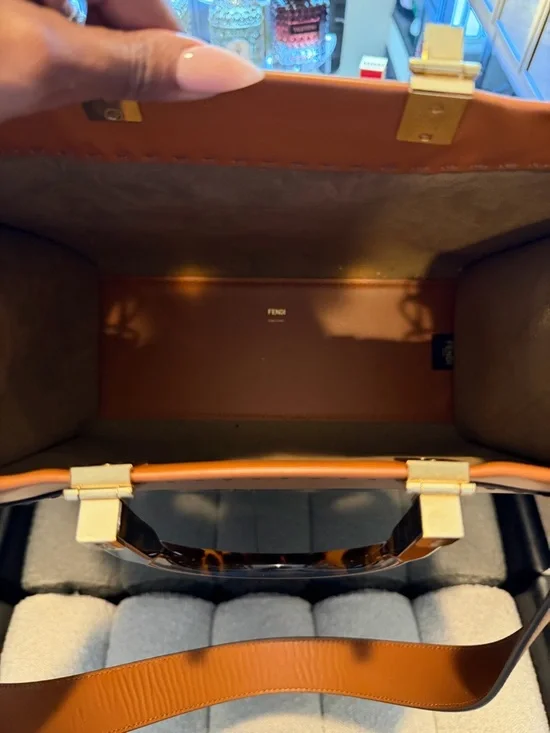 Fendi Cognac Leather Tote with Tortoiseshell Handles - Picture 4 of 7